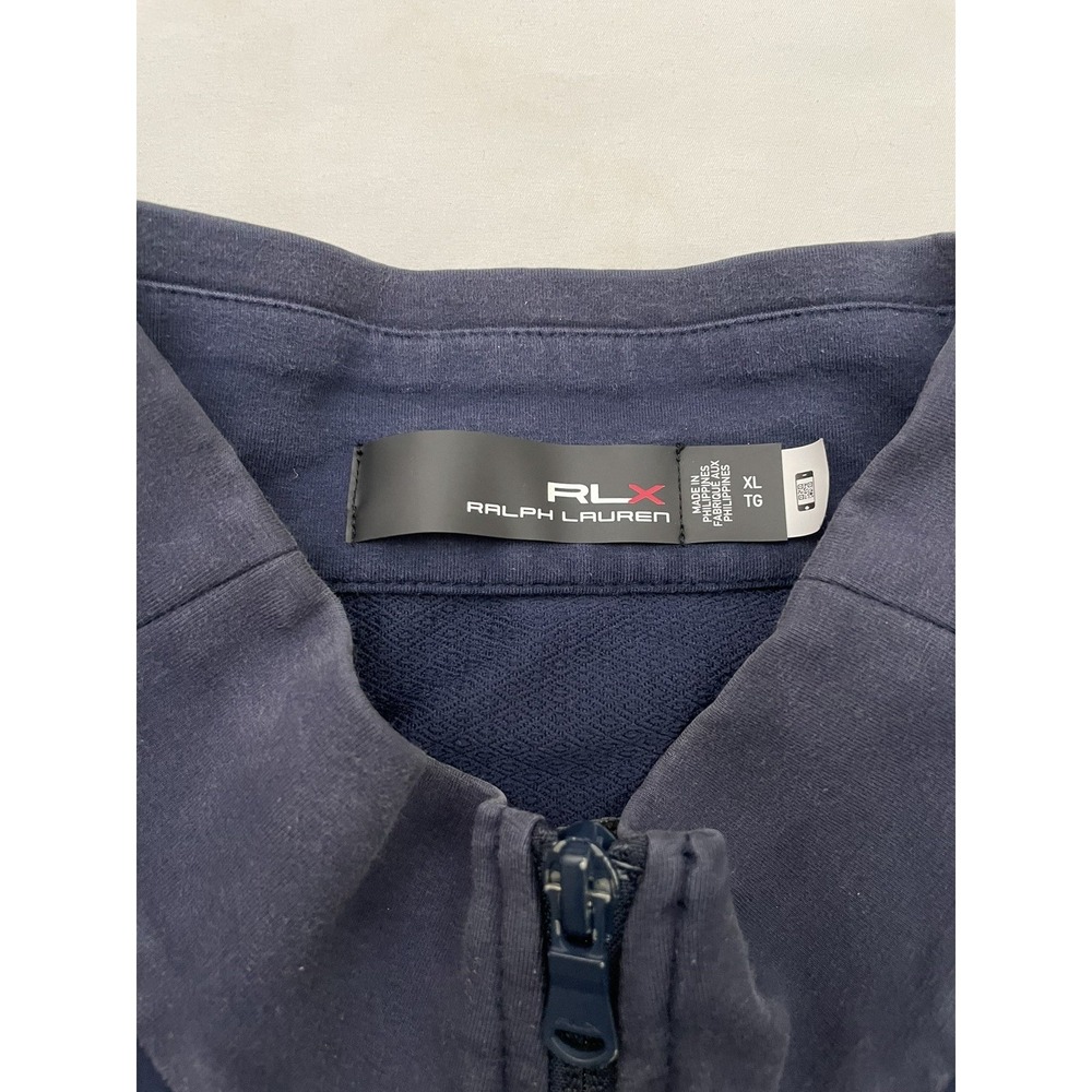 RLX Ralph Lauren Hybrid Mockneck Golf Vest XL Navy Blue French Terry Full Zip - Picture 3 of 7